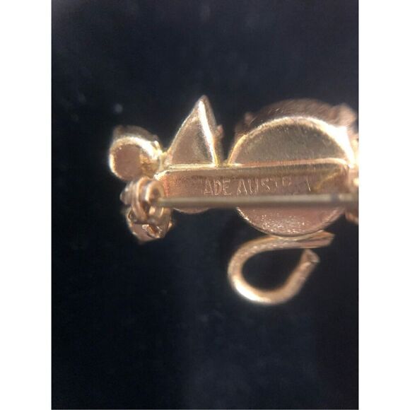 vintage jelly belly rhinestone mouse brooch pin pink blue made in austria 1 inch - Picture 4 of 7